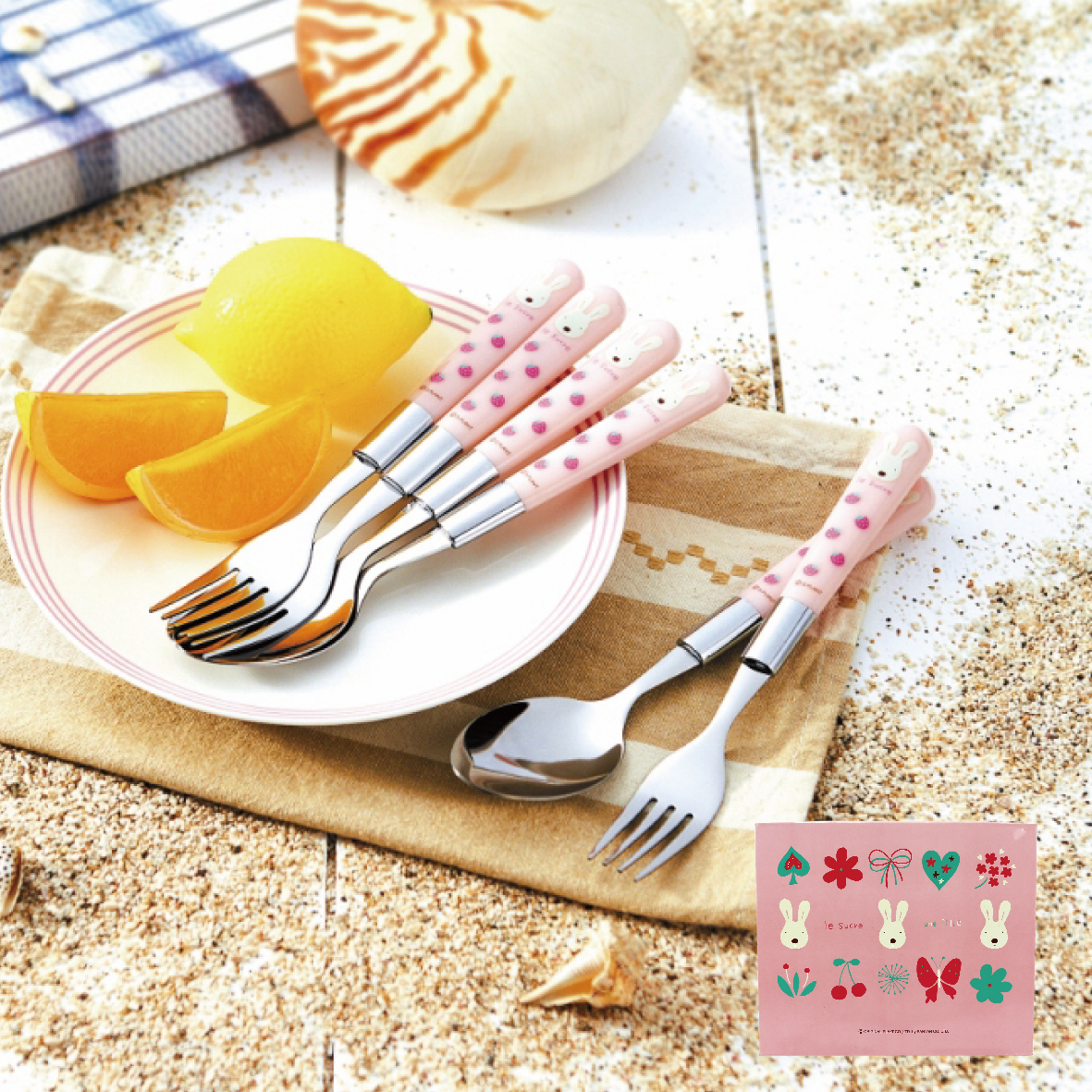 法國兔餐具六件套-3叉3匙