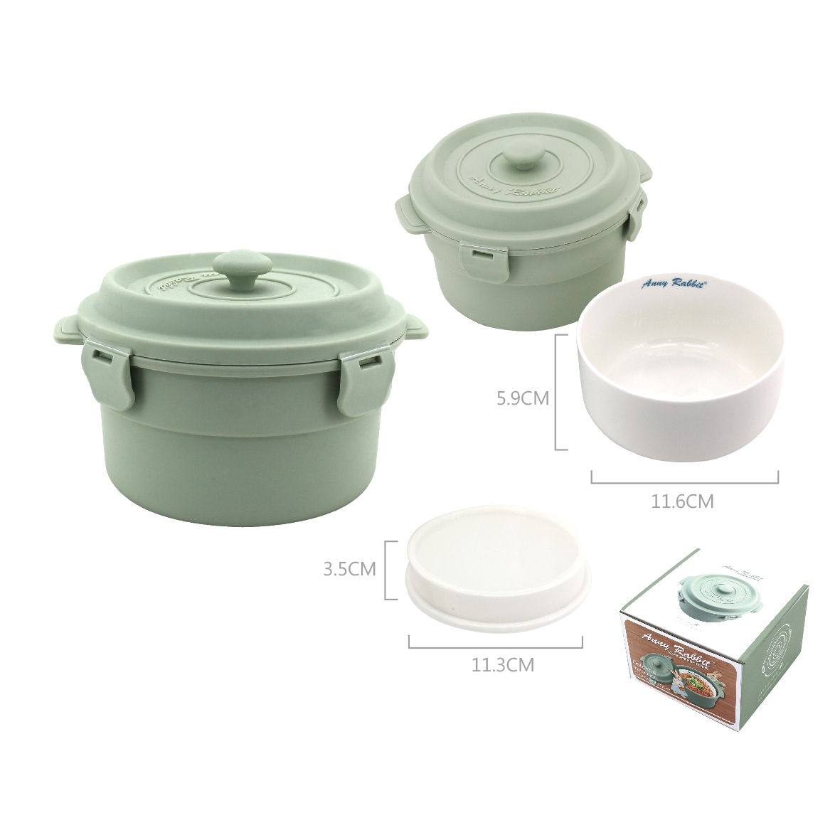 安妮兔鑄鐵造型便當盒+陶瓷二代